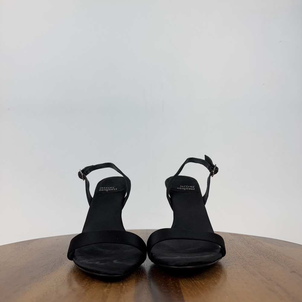 Womens Jeffrey Campbell Go-Getter Black Satin Slingback Heeled Sandals Size‎ 7 M - Picture 3 of 9